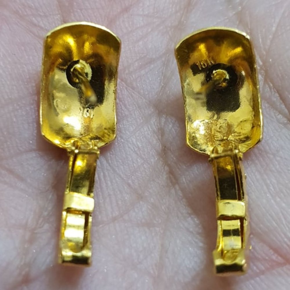 Two toned gold earring (yellow and white) - Picture 2 of 10
